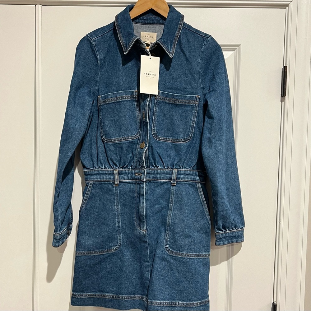 Sézane Denim Long-Sleeve Dress – Size EU 38 / US 6 – NWT